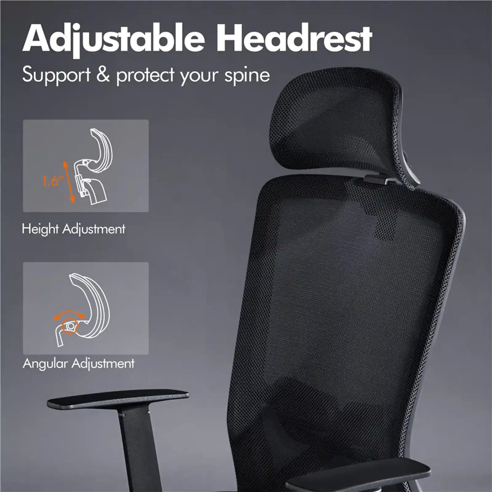 Ergonomic Chairs , Mesh Swivel Rolling Executive Office Chair with High Headrest