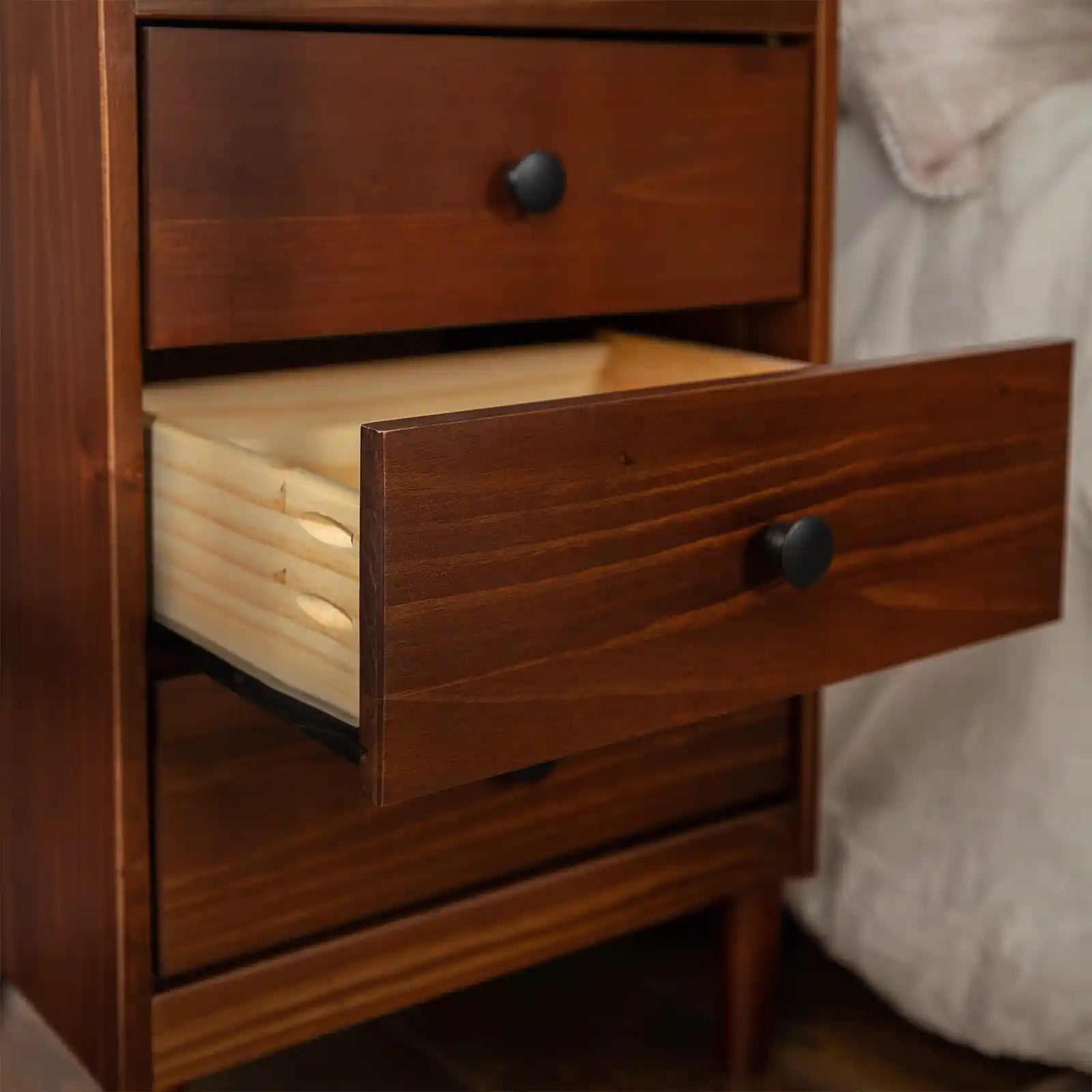 Mid Century Modern 3-Drawer Nightstand