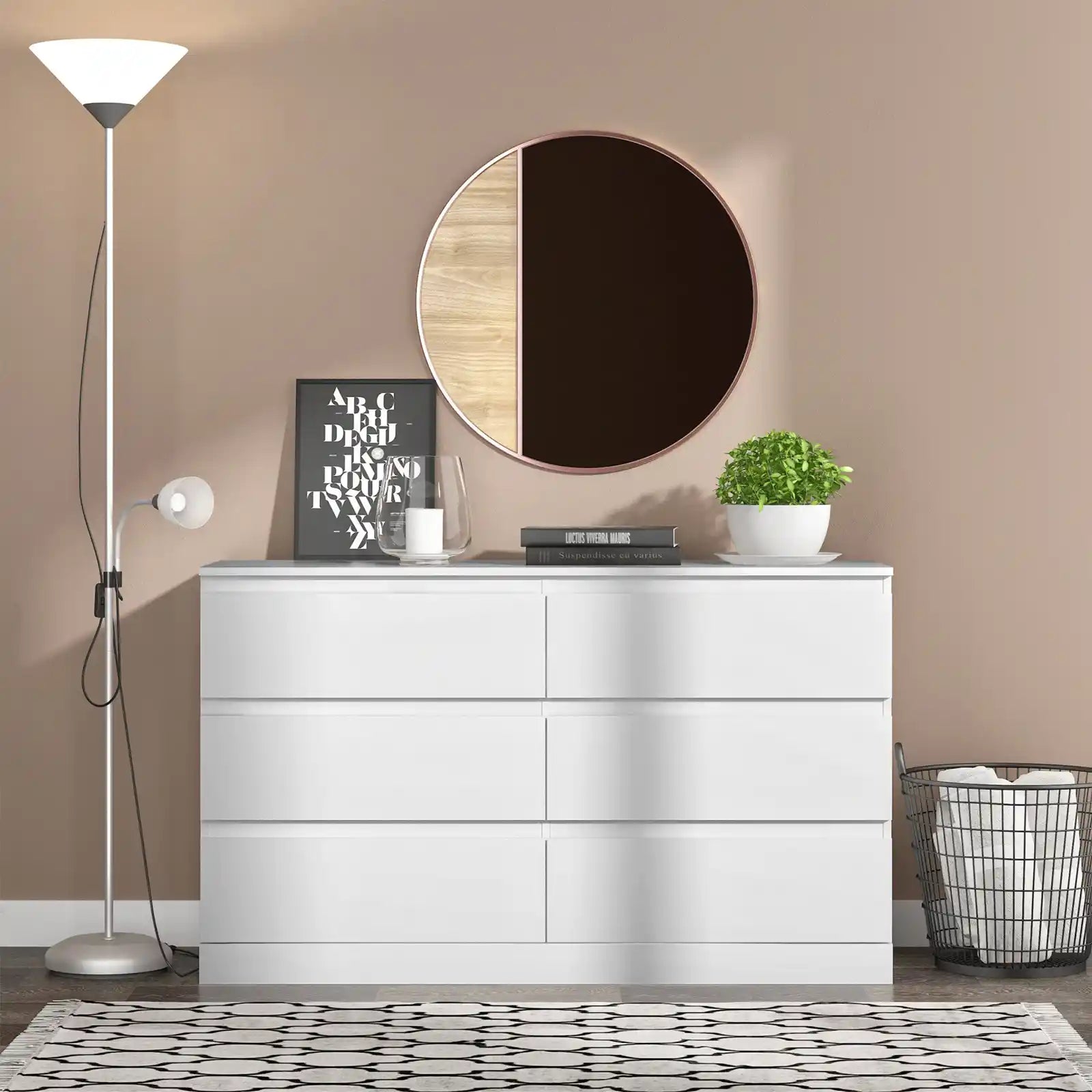 Modern 6-Drawer Horizontal Dresser