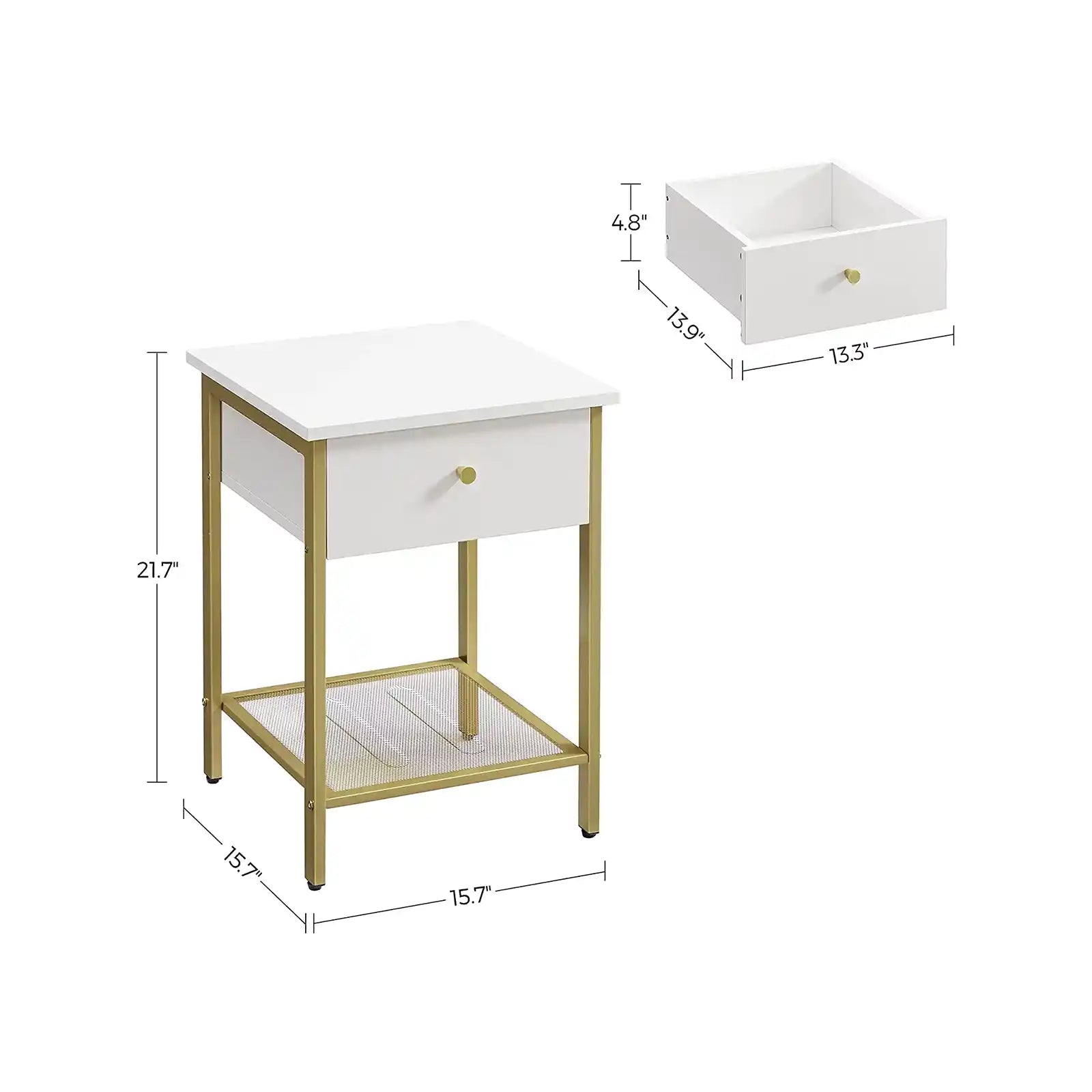 Nightstand , Bedside Table , End Table with Drawer , Open Shelf , Modern Style