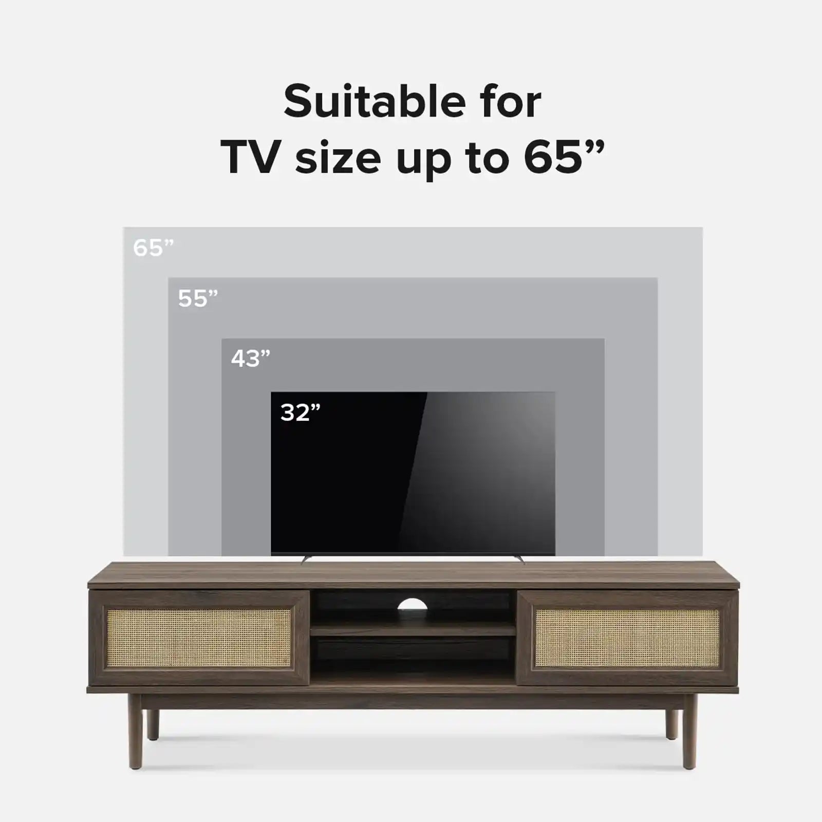 Set of 4. (59" TV Stand + Coffee Table + Twin Side Table)