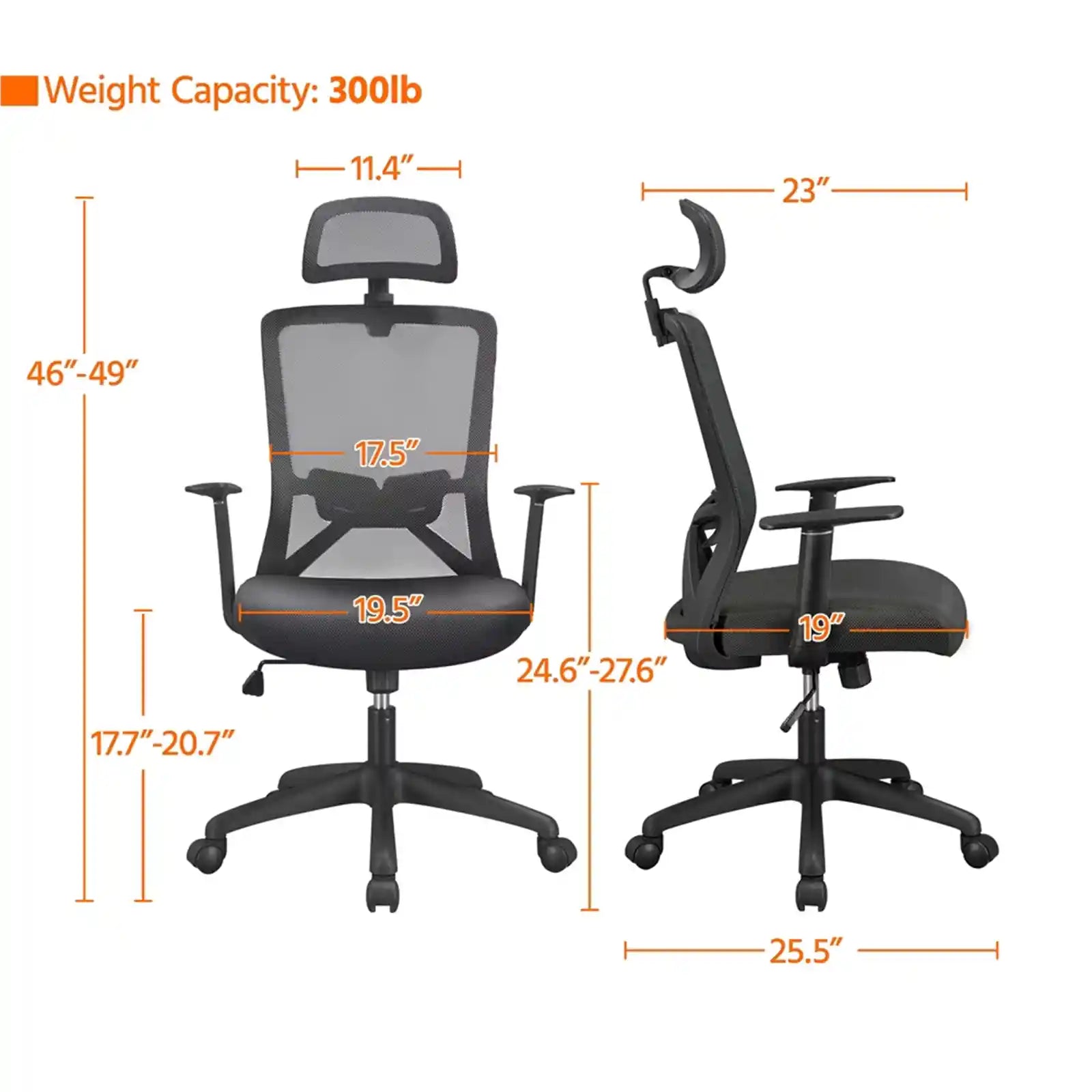 Ergonomic Chairs , Mesh Swivel Rolling Executive Office Chair with High Headrest