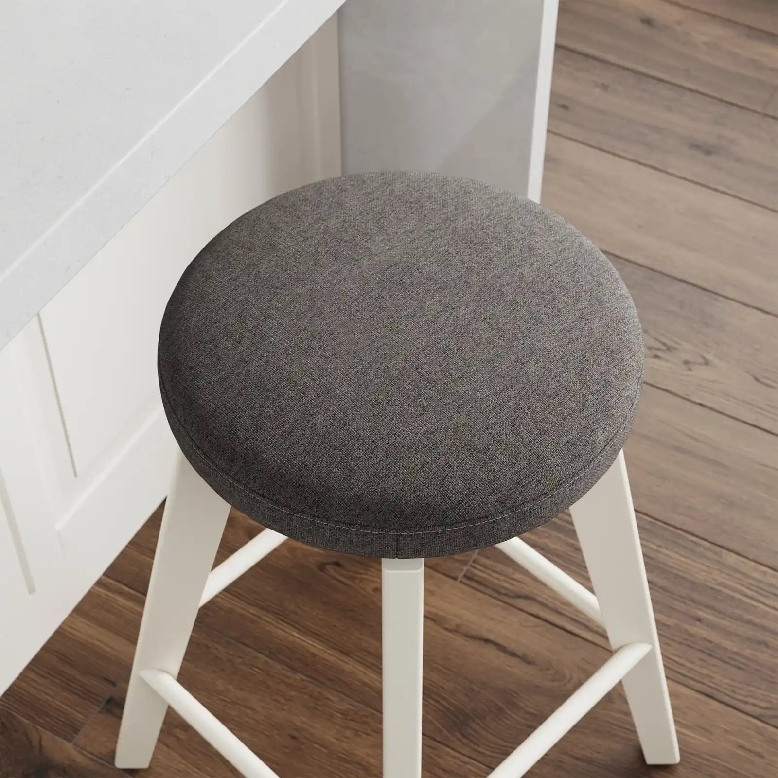 Backless Counter Height 360 Swivel Seat Solid Wood Bar Stool