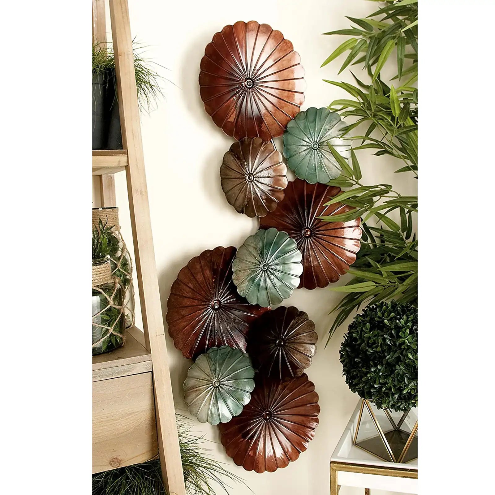 Metal Floral Wall Decor, 3" x 44" x 20", Brown