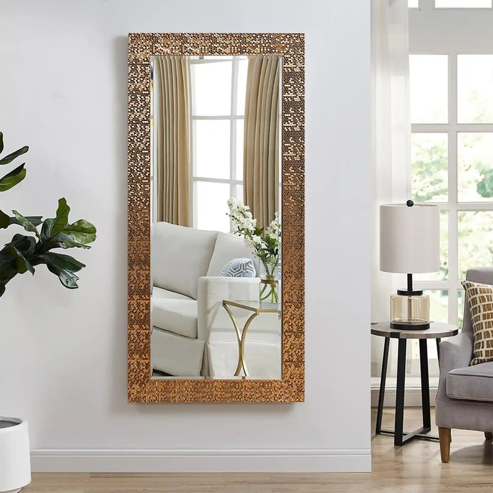 Mosaic Style Full Length Mirror, Wall Mirror, Floor Mirror, 65.5 x 31.5 Inch