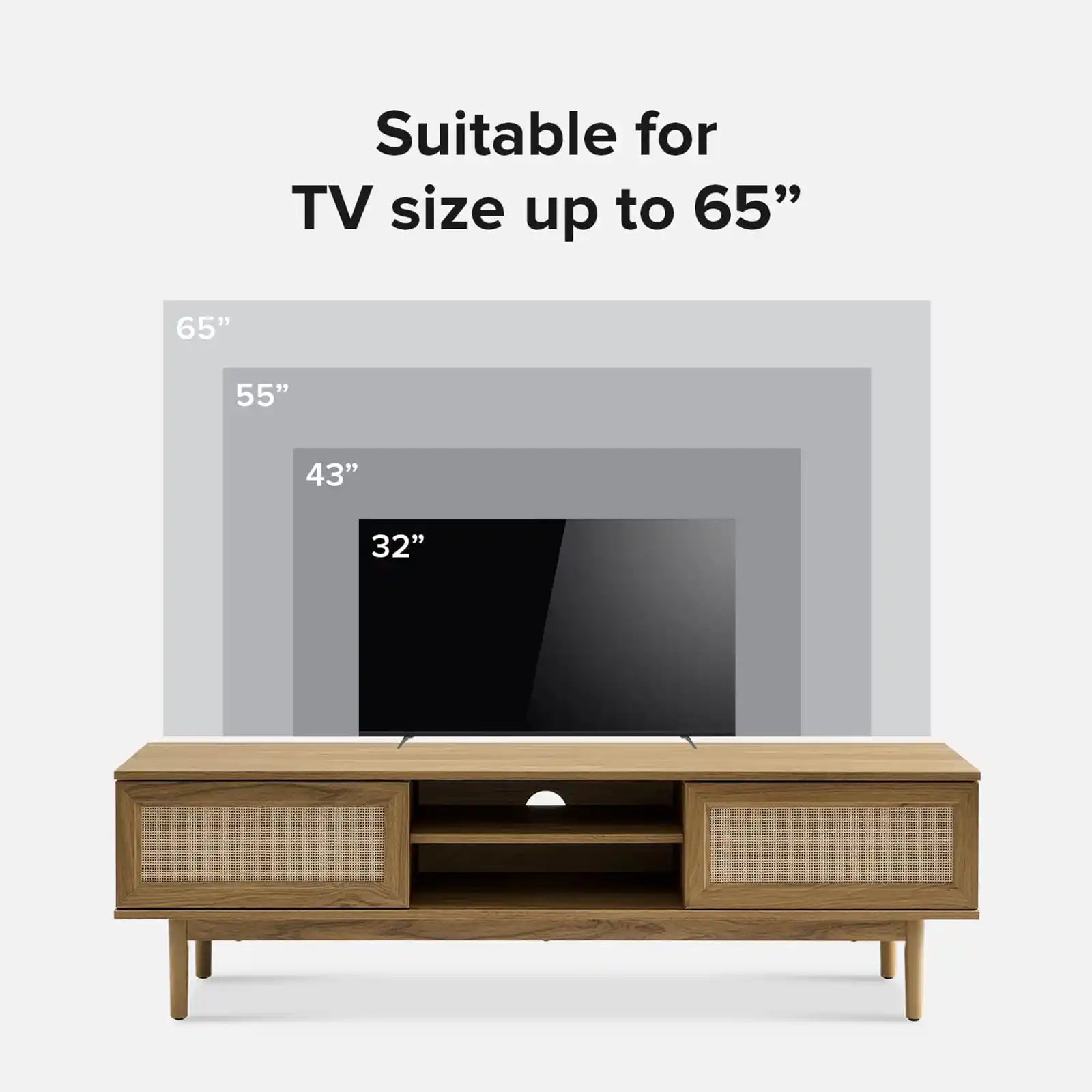 Mueble para TV Soho de ratán de 59" + mesa de centro 